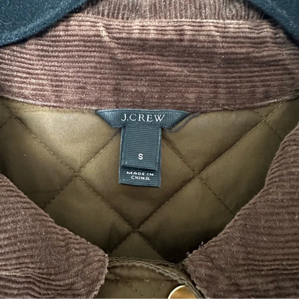 J. Crew Barn Jacket Size Small Quilted Olive Green Down Filled Lightweight - Picture 3 of 7